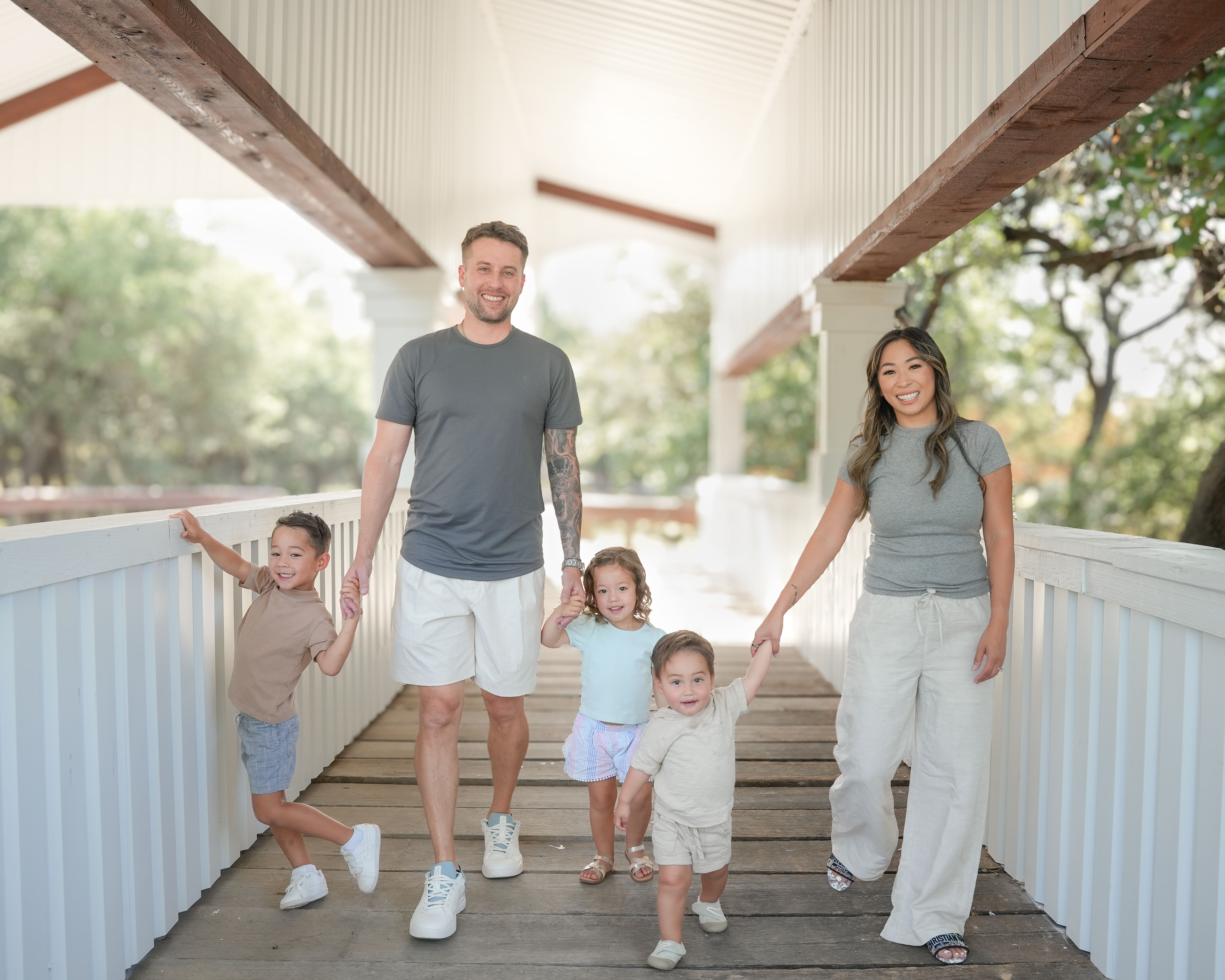 Morris family on bridge